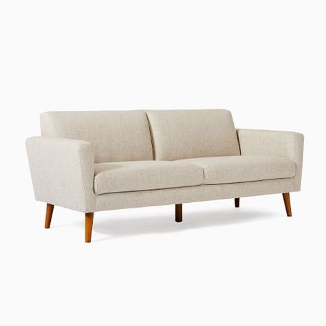 oliver | West Elm West Elm Sofa, Hamilton Sofa, Summer Room, White Couch, Retro Sofa, Lounge Ideas, Corner Sofa Set, Room Redesign, Mid Century Sofa