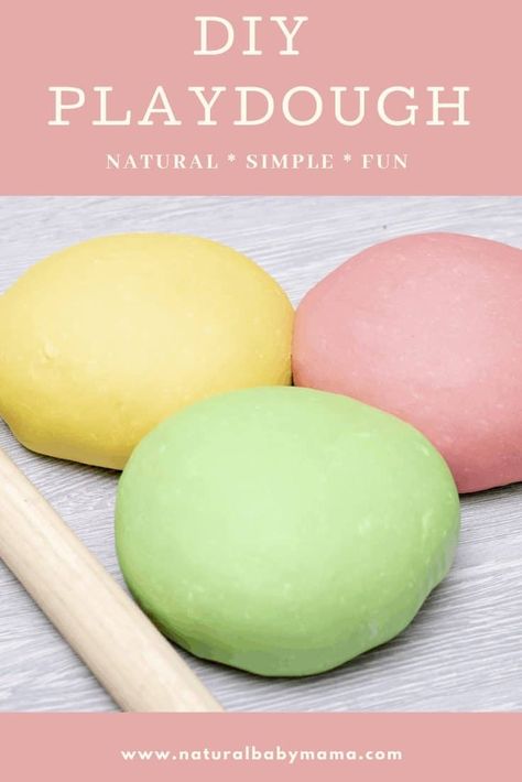 This simple, easy DIY natural playdough recipe uses organic food-based coloring. This will save you money and keep your kids entertained for hours! Organic Playdough Recipe, Easy Playdough, Natural Play Dough, Natural Playdough, Play Dough Recipe, Diy Playdough, Natural Kids, Natural Play, Natural Food Coloring