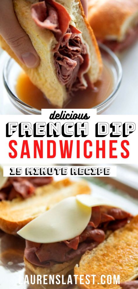 Roast Beef Lunch Meat, Roast Beef French Dip, Roast Beef Lunch, French Dip Sandwich Recipe, Hot Roast Beef Sandwiches, Roast Beef Sandwich Recipes, Beef Au Jus, Au Jus Recipe, Beef Sandwich Recipes