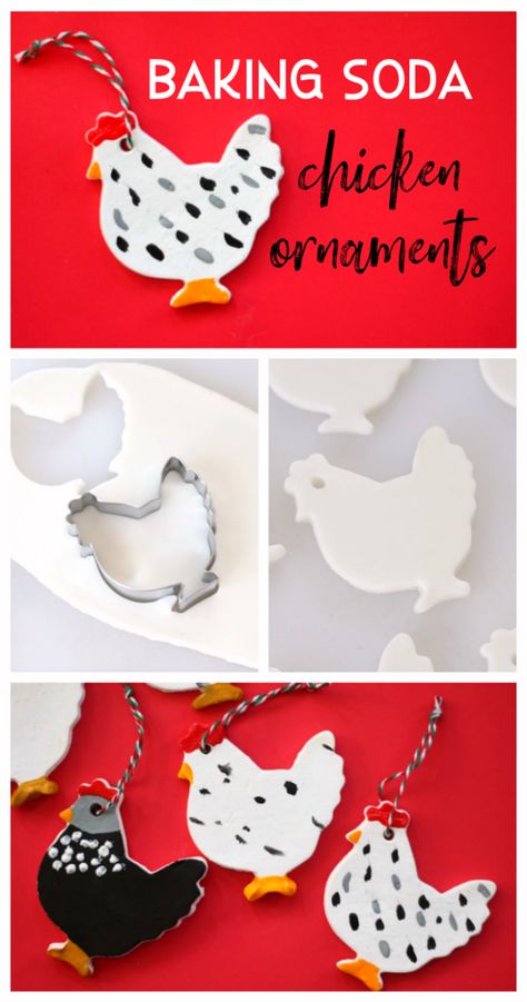 Easy Crafts For Second Graders, Chicken 4h Projects, Fast Diy Christmas Gifts, Easy Cricut Christmas Ornaments, Scented Christmas Ornaments Diy, Chicken Decorations Diy, Cute Ornaments To Make, Christmas Chicken Decoration, Painted Chicken Ornaments