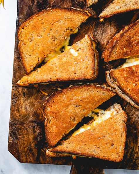 Grilled Cheese In The Oven, Grilled Cheese In Oven, Cheese In The Oven, Fancy Grilled Cheese Recipes, Basic Grilled Cheese, Baked Grilled Cheese, Fancy Grilled Cheese, Fried Egg Sandwich, A Couple Cooks