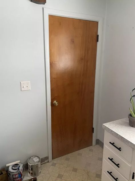 $15 DIY Door Update | Hometalk Brown Interior Doors Painted, Upgrade Plain Doors, Upgrade Plain Interior Doors, Old Wood Door Makeover, Update Old Interior Doors, Updating Plain Interior Doors, Old Wood Doors Interior, Paint Bathroom Door Ideas, Old Wooden Doors Interior