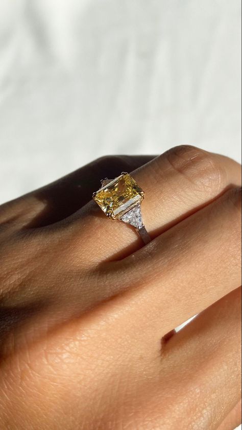 Canary Engagement Ring, Colored Diamond Engagement Rings, Citrine Engagement Ring, Diamond Color Scale, Radiant Ring, Yellow Diamond Ring, Yellow Diamonds Engagement, The Bling Ring, Ring Inspiration