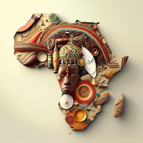 Carte De L'afrique Carte En Mosaïque De ... | Premium Photo #Freepik #photo #ethnique #fond-mosaique #tribal #art-graphique Africa Art Design, Afrique Art, Art Carte, Africa Art, Tableau Art, Art Plastique, Premium Photo, Black Art, Wearable Art