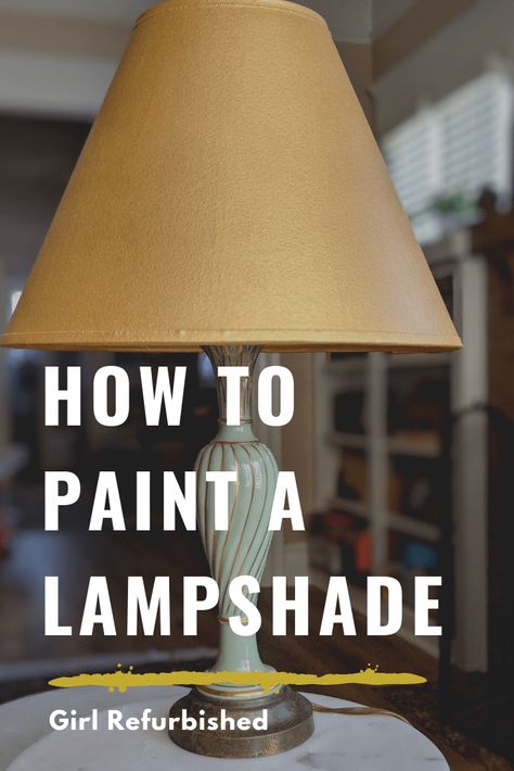 Upscale Lampshade Diy, Diy Gold Lampshade, Easy Lampshade Diy, Decorated Lampshades Diy, How To Paint A Lampshade Diy, Refurbish Lamp Shade, Boho Lamp Makeover, Diy Lamp Shade Paint, How To Paint A Lamp