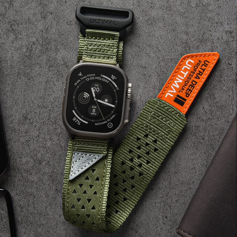 ULTIMAL Sports Compatible with Apple Watch Ultra Strap 49MM, Soft Nylon Band, Breathable Hollow Out, Hook & Loop Design for Apple Watch Band Series Ultra/Ultra 2 Green : Amazon.co.uk: Electronics & Photo Men Apple Watch Band, Apple Watch Strap Men, Apple Ultra Watch Bands, Apple Watch Ultra 2, Apple Watch Ultra Bands, Apple Watch Bands Mens, Cute Apple Watch Bands, Iphone Watch Bands, Apple Case