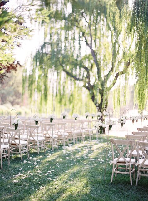 #outdoors  Photography: Jose Villa Photography - josevillaphoto.com Venue: Black Swan Lake - www.napaweddingstandard.com/black-swan-lake/ Event Planning: Kathy Higgins - kathyhigginsweddings.com Event Design: Kathleen Deery Design - kathleendeerydesign.com Wedding Aisle Woods, Outdoor Waterfront Wedding Ceremony, Rose Garden Wedding Ceremony, Wedding Aisle Outdoor Pathways, Outdoor Micro Wedding Ceremony, Southern Wedding Aesthetic, Rose Aisle, Napa Wedding Venues, Willow Tree Wedding