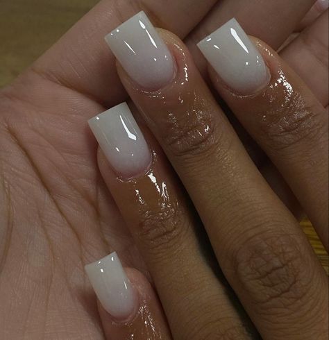 Off White Nails Short, Short Manicures Gel, Shortie Acrylic Nails Square, White Nails Glossy, Classic Nails Black Women, Nut Color Nails Short, Basic Shorties Nails, Sharp Square Nails Short, Nut Nails Acrylic