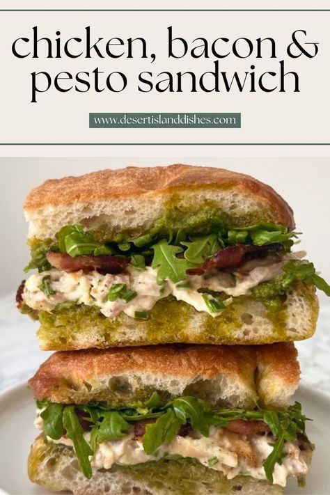 This easy chicken sandwich recipe is heaven on earth. Roast chicken, crispy bacon, pesto and a little rocket. It’s so so good! Chicken Bacon Pesto Sandwich, Chicken Pesto Panini Sandwiches, Roast Chicken Sandwich, Roast Chicken Sandwich Recipes, Rotisserie Chicken Sandwich Recipes, Roasted Chicken Sandwich, Chicken And Bacon Sandwich, No Carb Healthy Meals, Catering Sandwiches