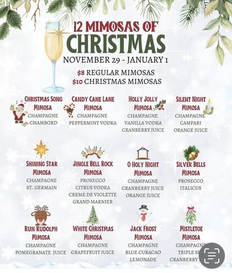 Christmas Cocktail Names, Christmas Drink Ideas, Mimosa Champagne, Peppermint Vodka, Vodka Cranberry, Christmas Drinks Alcohol, Hello Christmas, Citrus Vodka, Christmas Drink