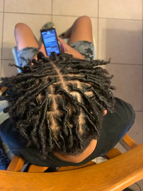 Middle Part Locs Men, Men Starter Locs, Middle Part Locs, Tapered Hairstyles, Dude Outfits, Boys Hairstyle, Wave Hairstyles, Dread Styles, Cute Dreads