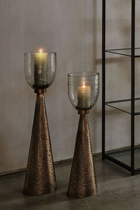 Glass painting ideas Large Candle Holders Decor Ideas, Industrial Candle Holder, Floor Lanterns Decor Living Room, Large Candle Holders Decor, Tall Candle Holders Decor, Floor Lanterns Decor, Large Floor Candle Holders, Floor Candles, Floor Pillar Candle Holders