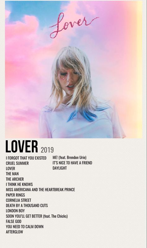 minimal poster of the album lover by taylor swift Taylor Swift Lover Songs, Album Cover Wall Decor, Taylor Swift Discography, Minimalist Music, Taylor Songs, Music Poster Ideas, Taylor Swift Music, Taylor Swift Posters, Minimal Poster