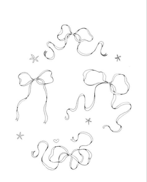 2x2 Tattoo Size, Vintage Bow Drawing, Aesthetic Bow Drawing, How To Draw A Bow, Ribbon Drawing, Bow Illustration, Bow Drawing, Ribbon Tattoos, Korean Words Learning