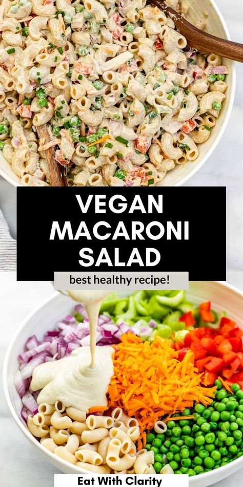 Vegetarian Pasta Salad Recipes, Macaroni Salad No Mayo, Salad Recipes Vegan, Vegan Macaroni Salad, Vegan Pastas, Vegan Table, Pegan Recipes, Vegetarian Pasta Salad, Vegan Pasta Salad