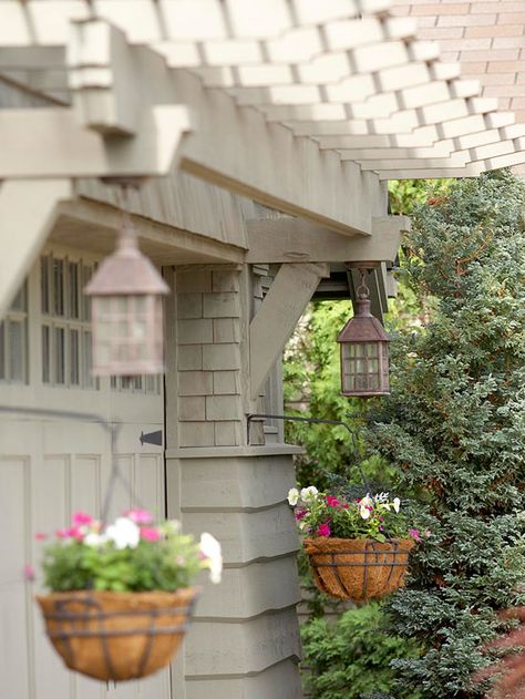 Garage Entrance, Garage Designs, Garage Pergola, Garage Exterior, Pergola Design, Craftsman Style Home, Craftsman Style Homes, Craftsman Bungalows, Fingers Crossed