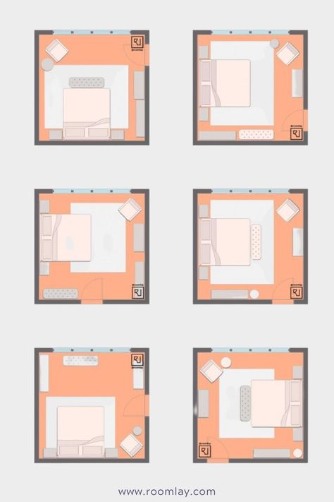 15x15 bedroom layouts Master Bedrooms 15x15, Room Inspo For Square Rooms, Bedroom Lay Out, Square Room Decor Bedroom, Room Layout Square Bedroom, 16x16 Bedroom Design, Master Bedrooms Decor Layout, Small Bedroom Plans Layout Design, Bedroom Layout Ideas Small Room