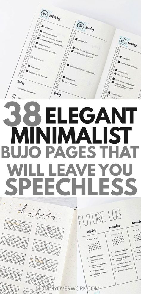 Want a MINIMALIST BULLET JOURNAL layout for inspiration? If your goal is to do more with less, then check out these stunning ideas. You’ll find all kinds of collection pages include key, index, budget & finances, workout, monthly cover, habit tracker, yearly calendar, future log, daily log, weekly spreads, books to read, and more to setup your minimalist bujo. Simple header and banner ideas, monochromatic highlighting and other tips #bulletjournal #bujo #bujoing #bujoinspire #bujojunkies Minimalist Bullet Journal Ideas, Bullet Journal Wishlist, Minimalist Bullet Journal Layout, Minimalist Bujo, Bujo Pages, Minimalist Bullet Journal, How To Bullet Journal, Bullet Journal Minimalist, Bujo Layout