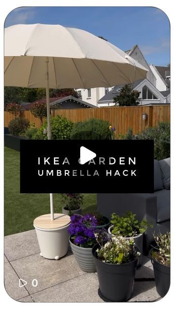 Ash O'Buachalla on Instagram: "I'm throwing some shade.   My favourite @ikea diy garden hack. I can roll this umbrella stand around the garden and use it as a side table.   I'll post product details in my highlights - garden umbrella. Or DM me and I'll send you the links.   Enjoy the sunshine   #doingupmyhome  #ikeahack  #gardenhacks  #diygarden  #ikeaatmine" Umbrella Garden Ideas, Rolling Umbrella Stand Diy, Ikea Outdoor Hacks, Garden Umbrella Ideas, Ikea Outdoor Ideas, Umbrella Base Diy Ideas, Garden Shade Ideas, Diy Umbrella Stand Outdoor, Ikea Garden Hack