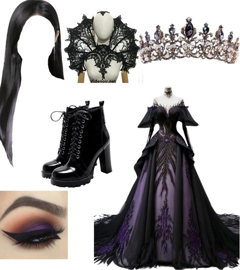 evil queen outfit ideas | evil hahaha Evil Queen Theme Party, Evil Queen Aesthetic Outfit, Evil Queen Outfit Ideas, Evil Outfits Aesthetic, Malificiant Aesthetic, Evil Queen Disneybound, Dark Princess Costume, Black Hair Silver Streak, Evil Queen Costume Diy