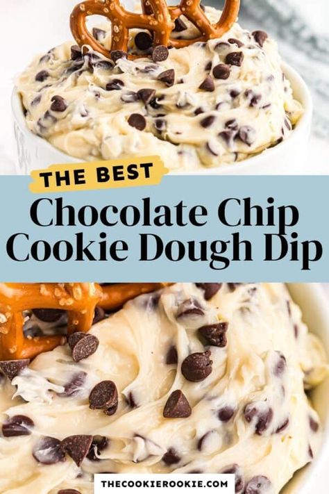 Xmas Dips, Thumb Cookies, Cookie Dippers, Pretzel Dip Recipes, Chocolate Chip Cookie Dough Dip, Cookie Dough Dip Recipe, Dip Party, Superbowl Recipes, Easy Cookie Dough