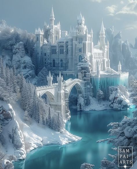 Nessian Fanart, Faerie Aesthetic, Winter Court, Snow Castle, Castle Aesthetic, Winter Palace, Ice Castles, A Court Of Wings And Ruin, Hearth Room