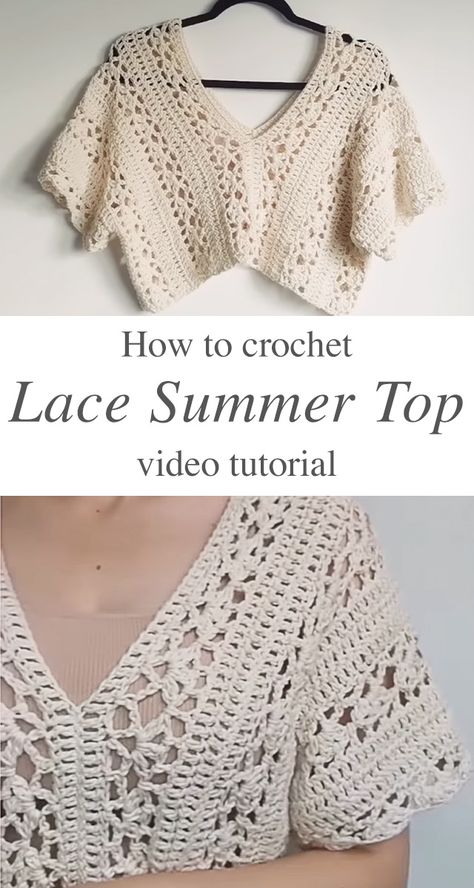 Crochet Lace Summer Top: A Step-by-Step Guide - CrochetBeja Crochet Idea Patterns, How To Sew Crochet, Crochet Patterns For Tops, Free Crochet Patterns For Tops, Crocheting A Top, Crochet Beja, Crochet 100g Projects, Crochet Top Loose, Crochet Womens Clothes Free Pattern