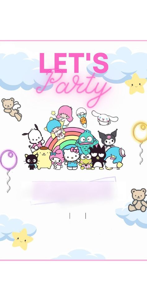 Hello Kitty Pool Party Invitation, Sanrio Invitation Card, Sanrio Party Invitations, Sanrio Invitation Template, Sanrio Birthday Invitation, Sanrio Invitation, Sanrio Party Ideas, Birthday Sanrio, Sanrio Birthday Party