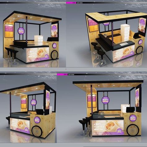 Food Stand Design, Food Stall Design, Gerobak Dorong, Bar Deco, Food Counter, Mall Kiosk, Mobile Food Cart, Outdoor Restaurant Design, Food Kiosk