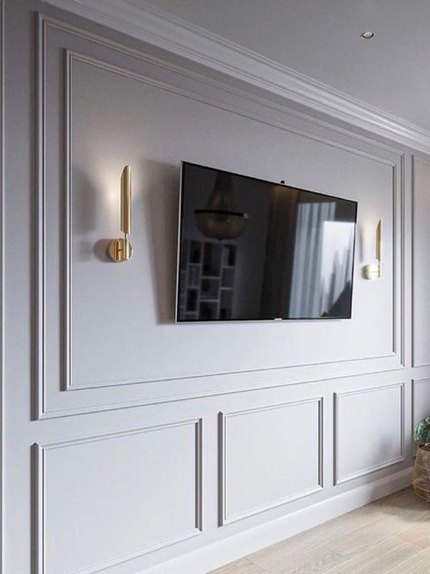 Wall Molding Design, Living Room Panelling, Interior Design Per La Casa, Board And Batten Wall, Wainscoting Panels, Accent Walls In Living Room, Tv Wall Design, Wall Molding, Living Room Tv Wall