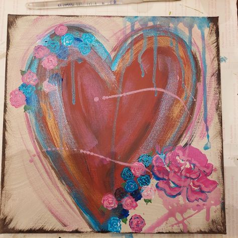 Rustic charm heart, whimsical with a bit of sparkle ✨️ Acrylic Heart Painting, Heart Painting, Heart Art, Rustic Charm, Rocker, Sparkle, Art