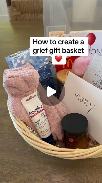 Lisa Jones on Instagram: "The items that provided a source of comfort during my grief. 🤍 #healing #grief" Sympathy Ideas Gift, Condolences Basket Ideas, Celebration Of Life Gift Ideas, Diy Sympathy Gifts Basket, Condolences Gift Ideas, Gifts For Grievers, Grievance Gift Basket, Comfort Gift Basket Ideas, Sympathy Gift Basket For Loss