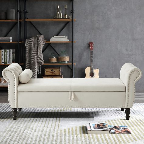 Storage Chaise Lounge, Comfy Bench, Bench For Bedroom, Bedroom Ottoman, Flip Top Storage Bench, Sofa Stool, Tufted Storage Bench, Tidy House, Storage Bench Bedroom