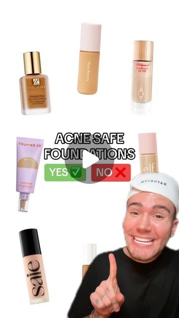 Matt Randon 🧩 on Instagram: "VIRAL ACNE SAFE FOUNDATIONS!😱 (follow for more!💗)  #foundation #concealer #acneproblems #acnetips #acnecommunity #makeuptransformation #makeuptutorials #makeupvideos #beautymakeup" Makeup Hacks To Cover Acne, Acne Friendly Makeup, Acne Safe Concealer, Acne Makeup Looks, How To Cover Acne With Makeup, Acne Safe Foundation, Concealer For Beginners, Foundation For Acne Prone Skin, Foundation Dry Skin