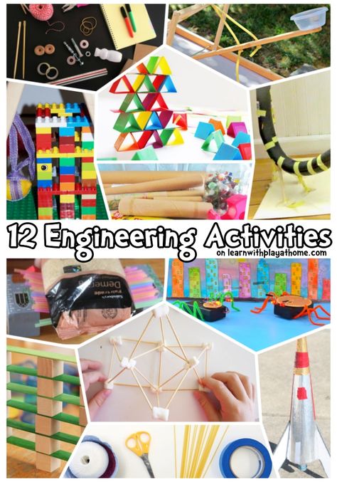 Learn with Play at Home: 12 Engineering Activities for Kids Engineering Activities For Kids, Buddy Activities, Makerspace Ideas, Steam Ideas, Engineering Activities, Engineering Challenge, Steam Activities, Stem For Kids, Engineering Projects