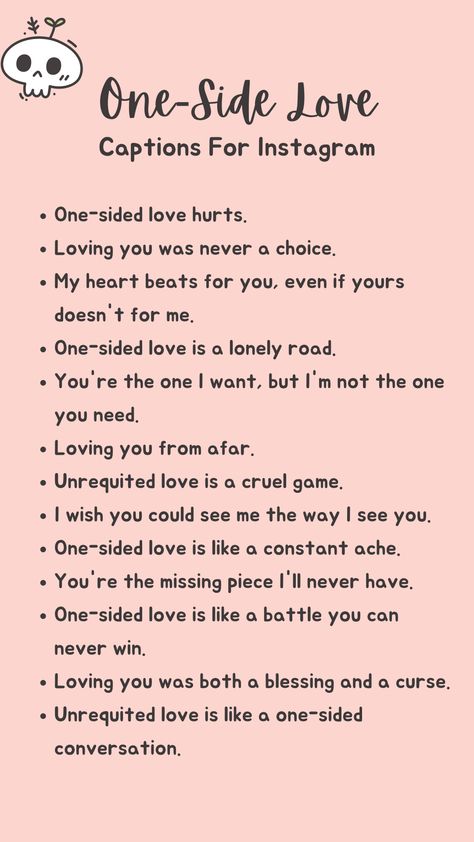 ✨Looking for the perfect caption to express your feelings of one-sided love on Instagram? Check out our collection of heart-wrenching captions that will capture the essence of your emotions in a single click! Bio For Love Ones, Express Love Quotes Feelings, One Sided Love Captions For Instagram, Short Quotes About One Sided Love, Single Life Captions, Caption For One Side Love, One Sided Love Quotes For Him Deep In English, Bio For Editors, Instagram Bio Ideas For Editors