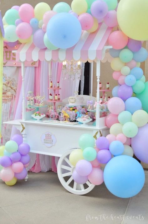 Pastel Carousel, Carousel Birthday Party, Carousel Birthday Parties, Candy Theme Birthday Party, Carousel Party, Carousel Birthday, Candy Land Birthday Party, Idee Babyshower, Pastel Birthday