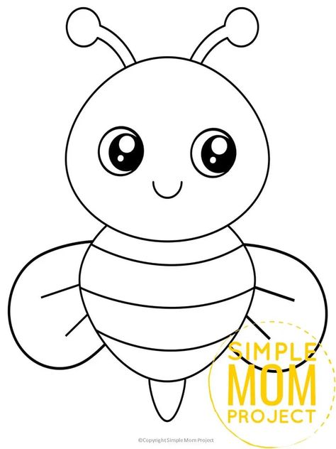 Bug Templates Free Printable, Cute Bugs Drawing, Bumblebee Template, Insect Template, Bumble Bee Template, Bee Patterns Printable, Bug Template, Insects Drawing, Bee Outline