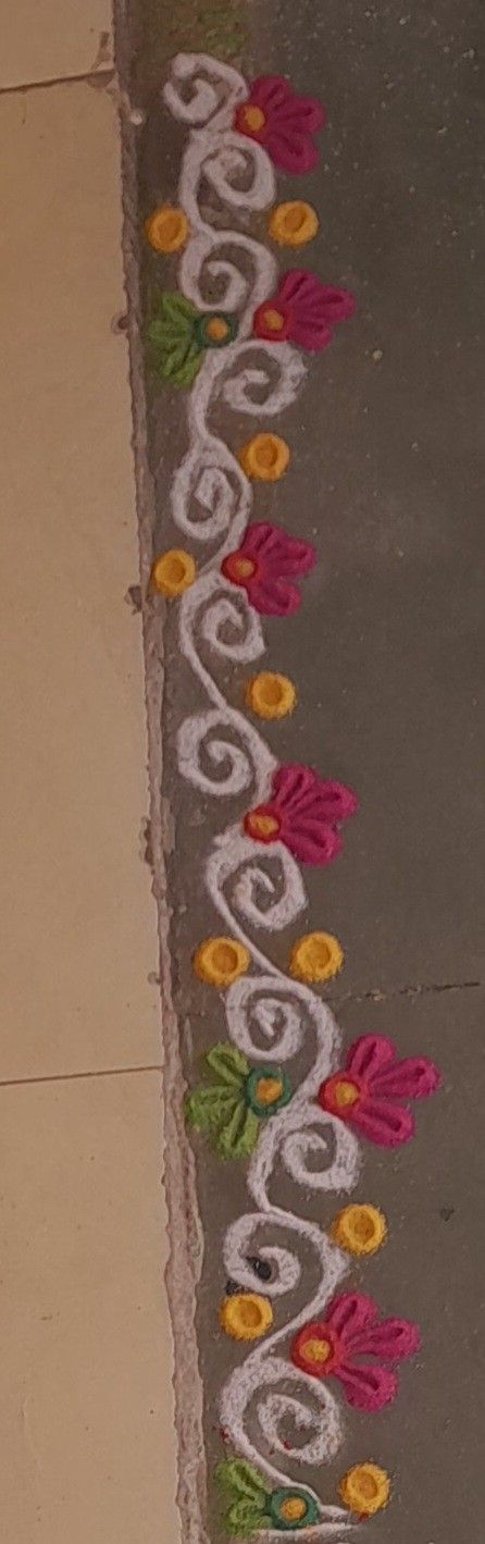 Own creation. Horizontal Rangoli Designs, Rangoli Designs Diwali, Rangoli Designs, Diwali, Quick Saves, Design