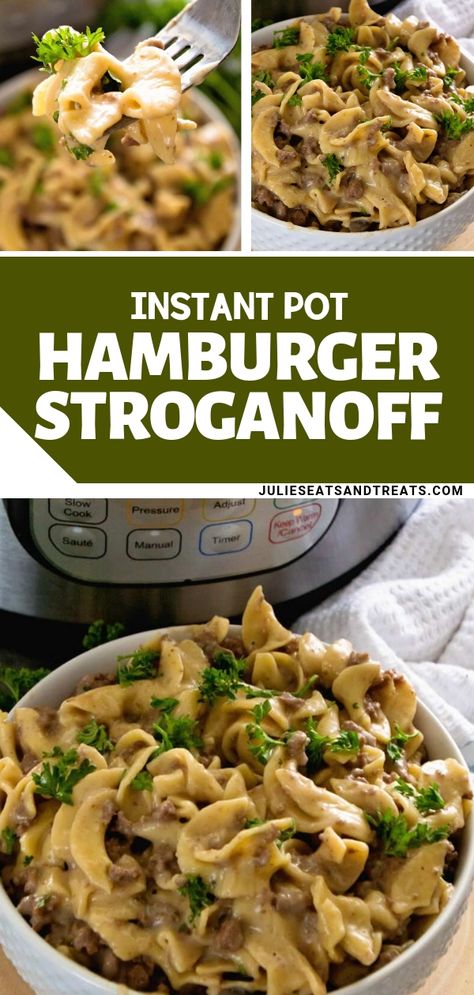 Hamburger Stroganoff Recipe, Hamburger Stroganoff, Ground Beef Stroganoff, Pot Recipes Healthy, Pot Recipes Easy, Stroganoff Recipe, Easy Dinner Recipe, Instant Pot Dinner Recipes, Easy Instant Pot Recipes