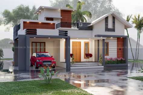 Today Homezonline.in proudly present an excellent 2 BHK home design. it is 1100 sq ft single storey home design with stunning outlook. 3 Bedroom Home Floor Plans 2 Story Modern, Single Storey House Elevation Modern, Open Space House Design, 1100 Sq Ft House Plans 3 Bedroom, Single Floor House Design Indian, Single Storey Elevation, House Front Design Single Floor, Single Storey House Elevation, 1100 Sq Ft House Plans