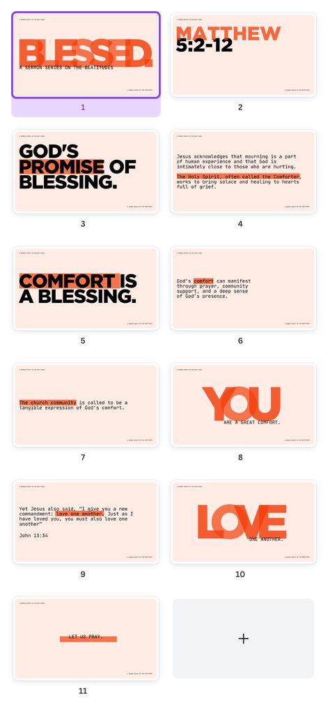 Red Orange Black Modern Typography Beatitudes Sermon Church Presentation by Take Care Creative. Follow on Canva or get emails about new canva templates at takecarecreative.co / catholic, christian, bible, sermon, message, slides, beatitudes, jesus, jesus christ / Midweek Service Graphic, Best Canva Presentation Templates, Sermon Slide Design, Church Slides Graphics, Sermon Graphic Design, Sermon Notes Graphic Design, Tithes And Offering Backgrounds, Church Sermon Graphics, Winter Branding