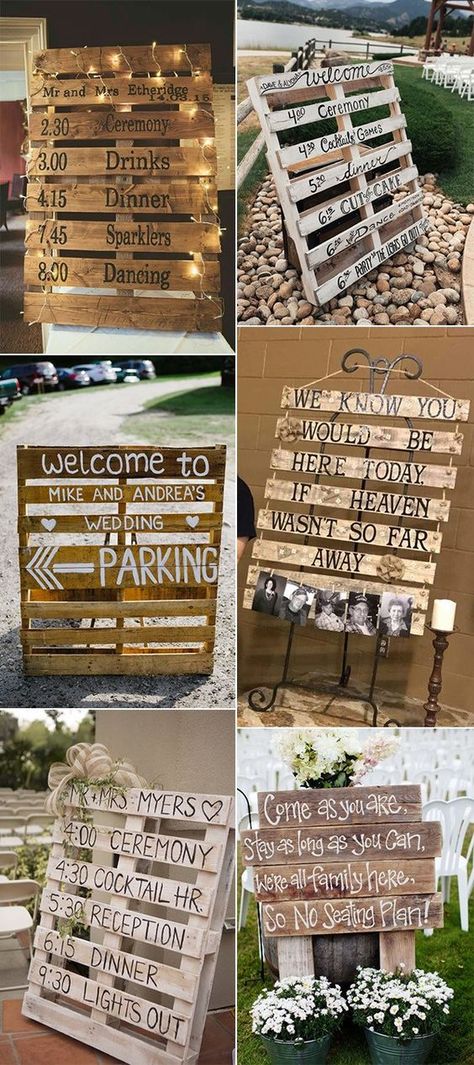 Wedding Ideas With Pallets, Ideas With Pallets, Diy Country Wedding, Country Wedding Signs, Country Wedding Ideas, Pallet Wedding, Wedding Signs Diy, Country Diy, Future Wedding Plans