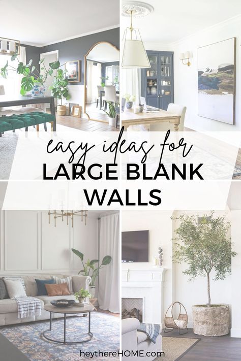 These large wall decor ideas will have you adding wall decor to that big blank wall in no time! How To Decor Walls In Living Room, Large Wall Decor Guest Room, Living Room Dining Room Wall Decor, Living Room With Big Wall, How To Design Wall Decor, Decor For A Large Living Room Wall, How To Fill A Blank Wall Living Rooms, Living Room Large Wall Ideas, How To Decorate Big White Walls