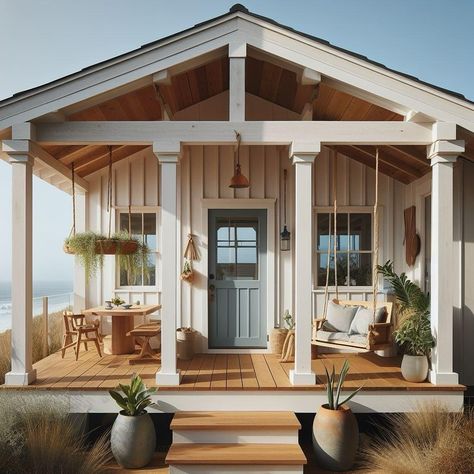 28 Coastal Cottage Exterior Designs to Inspire Your Dream Beachside Home - placeideal.com Beach Cottage Style Exterior, Coastal Exteriors, Coastal Cottage Exterior, Coastal Farmhouse Exterior, Lakehouse Exterior, White Cottages, Unique Paint Colors, Cozy Coastal Cottage, Coastal Bungalow