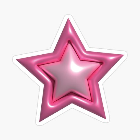 Shiny Stickers, Chrome Star, Star 3d, Y2k Stickers, Pink Stickers, Sticker Chart, Pink Chrome, Cocoppa Wallpaper, Iphone Case Stickers