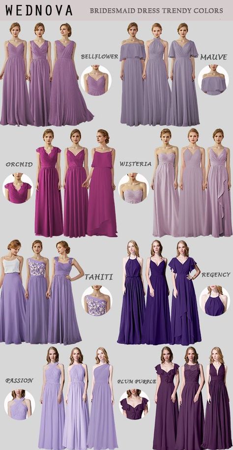 Purple Gown Wedding, Chiffon Bridesmaid Dress Off Shoulder, Purple And Rose Gold Wedding Bridesmaid Dresses, Purple Color Bridesmaid Dresses, Pinkish Purple Bridesmaid Dresses, Dark Purple Wedding Bridesmaid Dress, Purple Flower Bridesmaid Dress, Wisteria Purple Bridesmaid Dresses, Bridesmaids Purple Dresses