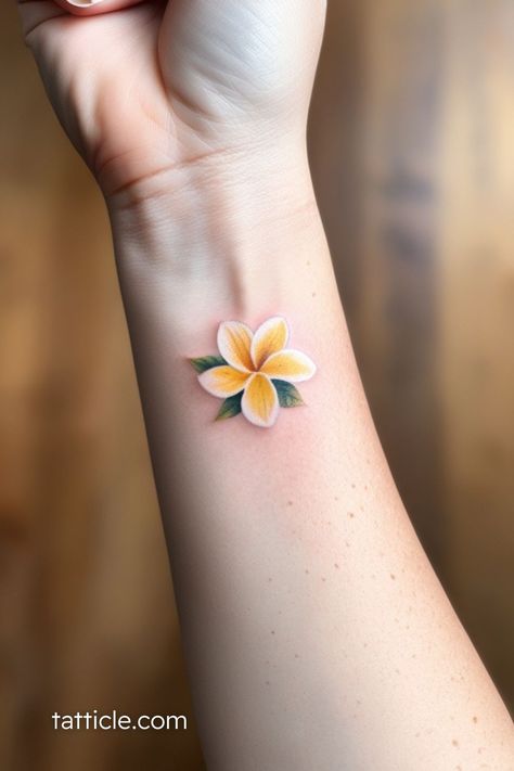 Plumeria Tattoo Meaning: Stunning Ideas You Need to See Now - Tatticle Plumeria Tree Tattoo, Hibiscus Plumeria Tattoo, Ohana Plumeria Tattoo, White Plumeria Tattoo, Frangipani Flower Tattoo, Kauai Tattoo, Plumeria Flowers Tattoo, Maui Hawaii Tattoo Ideas, Turtle And Frangipani Tattoo