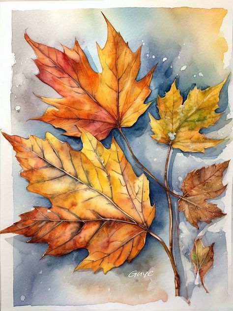 Food Art Painting, Fall Clip Art, Autumn Leaves Art, Abstract Watercolor Landscape, Ice Art, Autumn Paper, Latest Series, Watercolor Tree, Fall Watercolor