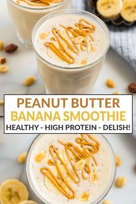 This peanut butter banana smoothie is good for you but tastes like a treat! Made with peanut butter, banana and yogurt, it's creamy, protein rich and filling. Because it will keep you full, it's a great smoothie for weight loss and healthy breakfasts. #wellplated #smoothies Protein Shakes With Banana, Thick Peanut Butter Smoothie, Protein Smoothie Recipes Peanut Butter, Best Peanut Butter Banana Smoothie, Banana Peanut Butter Chia Pudding, Smoothie With Pb2, Oatmeal Banana Peanut Butter Smoothie, High Protein Banana Smoothie, Peanut Protein Smoothie